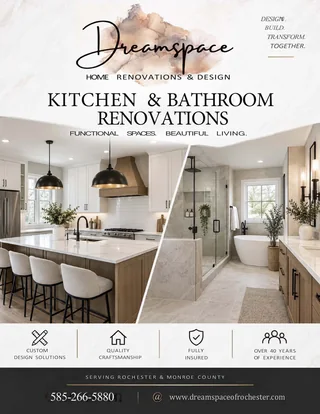 Cover of the Dreamspace customer brochure: kitchen and bathroom renovations
